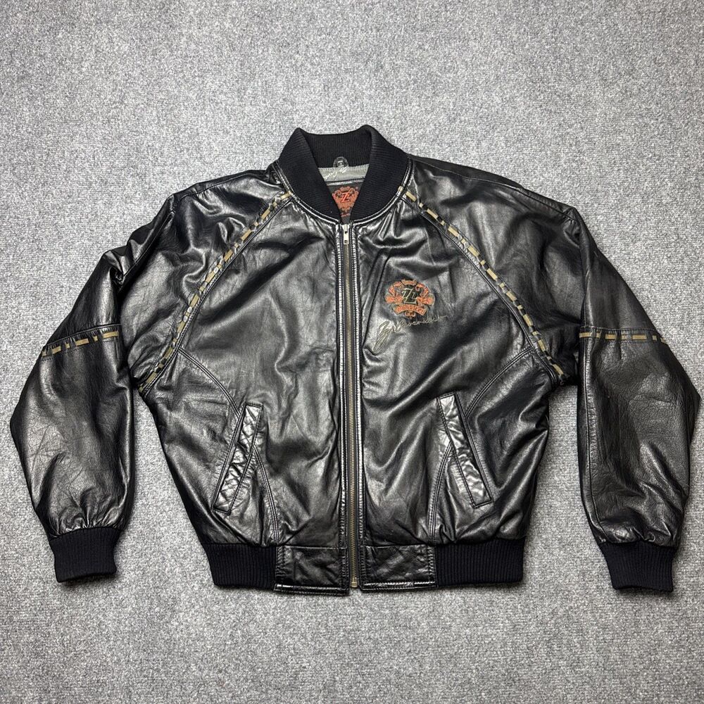 Vintage Z Cavaricci Black Leather Bomber Jacket Women’s Size Medium - Picture 2 of 8